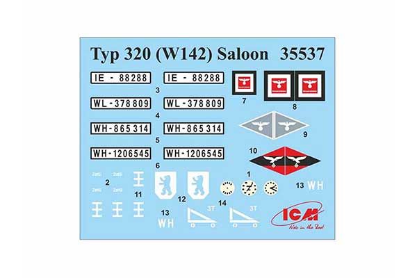 Тип 320 (W142) седан з германським штабним персоналом (ICM 35539) 1/35