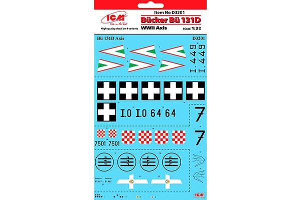 Декаль для Bücker Bü 131D стран Оси II МВ (ICM D3201) 1/32