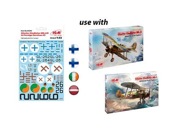 Декаль для Gloster Gladiator Mk.I/II на иностранной службе №2 (ICM D3205) 1/35