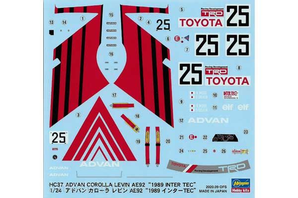 ADVAN Corolla Levin AE92 "1989 Inter TEC" (HC37 Hasegawa 21137) 1/24