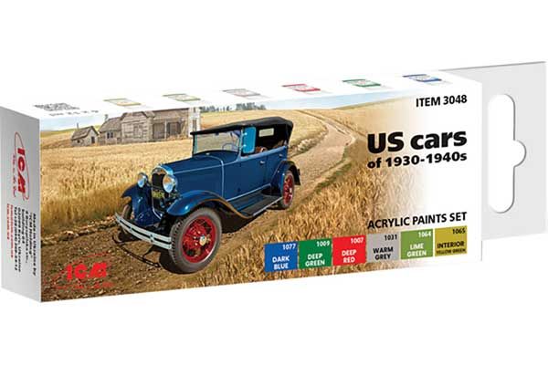 Набір акрилових фарб для автомобілів США 1930 – 1940-х років (ICM 3048)