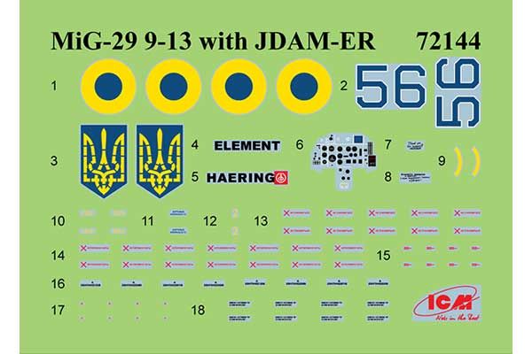 МіГ-29 Повітряних Сил України з бомбами JDAM-ER (ICM 72144) 1/72