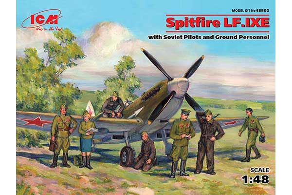Spitfire LF.IXE з фігурами радянських пілотів і техніків (ICM 48802) 1/48