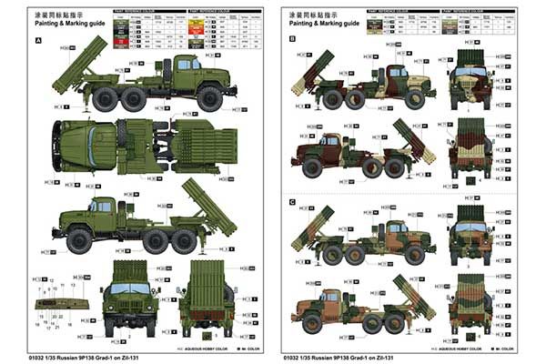 РСЗО "Град-1" 9П138  на шасси ЗИЛ-131 (Trumpeter 01032) 1/35