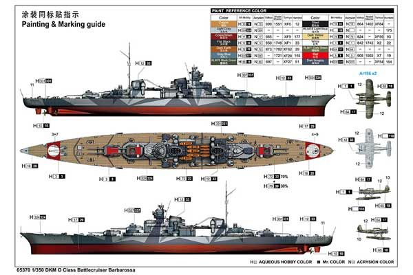 Німецький лінійний крейсер O Class Barbarossa (Trumpeter 05370) 1/350