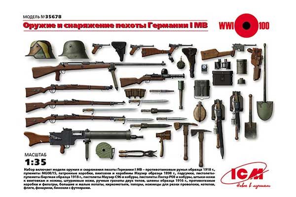 Зброя та спорядження піхоти Німеччини 1СВ (ICM 35678) 1/35