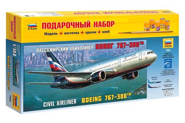 Подарунковий набір зі збірною моделлю літака Boeing 767-300 (Zvezda 7005) 1/144 Подарунковий набір зі збірною моделлю літака Boeing 767-300 (Zvezda 7005) 1/144
