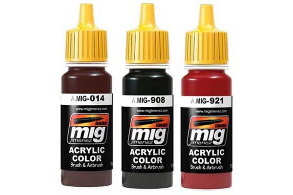 Набор акриловых красок 3 шт - Фабричные немецкие цвета. (Ammo Mig 7142)