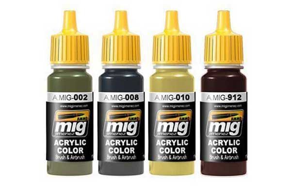 Набор акриловых красок 4 шт - Немецкие стандартные цвета 1939-44 (Ammo Mig 7148)