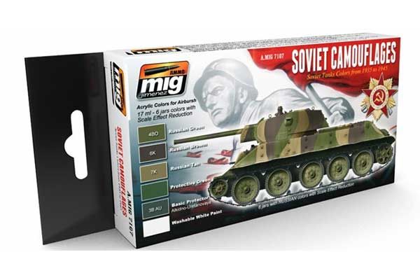 Набір акрилових фарб 6 шт - Кольори камуфляжу радянських танків (Ammo Mig 7107) Набір акрилових фарб 6 шт - Кольори камуфляжу радянських танків (Ammo Mig 7107)