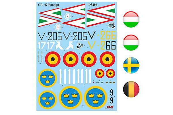 Декаль D3206 для Fiat CR. 42 Falco на іноземній службі (ICM D3206) Декаль D3206 для Fiat CR. 42 Falco на іноземній службі (ICM D3206)