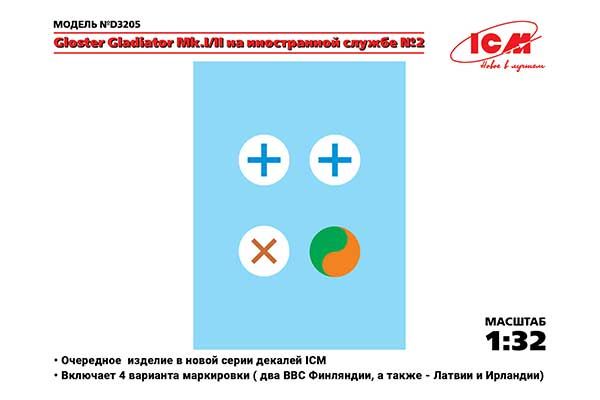 Декаль для Gloster Gladiator Mk.I/II на іноземній службі №2 (ICM D3205) 1/35 Декаль для Gloster Gladiator Mk.I/II на іноземній службі №2 (ICM D3205) 1/35