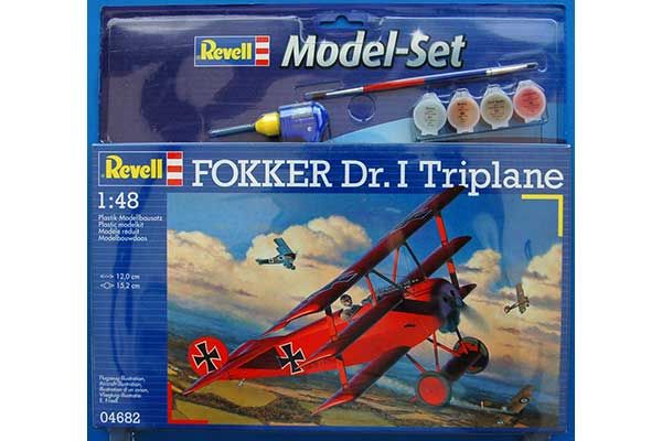 Подарунковий набір зі збірною моделлю літака Fokker DR.I (Revell 64682) 1/48 Подарунковий набір зі збірною моделлю літака Fokker DR.I (Revell 64682) 1/48
