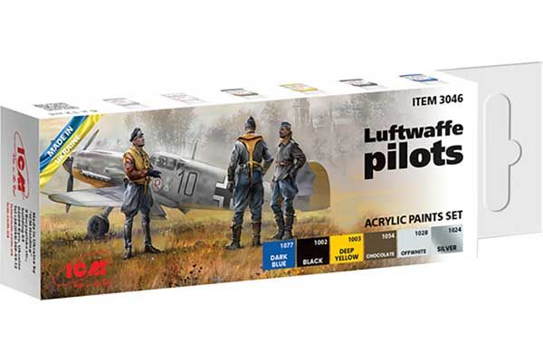 Набір акрилових фарб для пілотів Люфтваффе (ICM 3046) Набір акрилових фарб для пілотів Люфтваффе (ICM 3046)