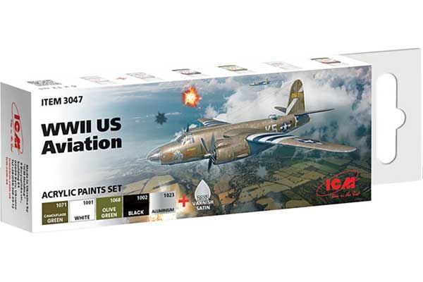 Набір акрилових фарб для авіації США часів Другої світової війни (ICM 3047)