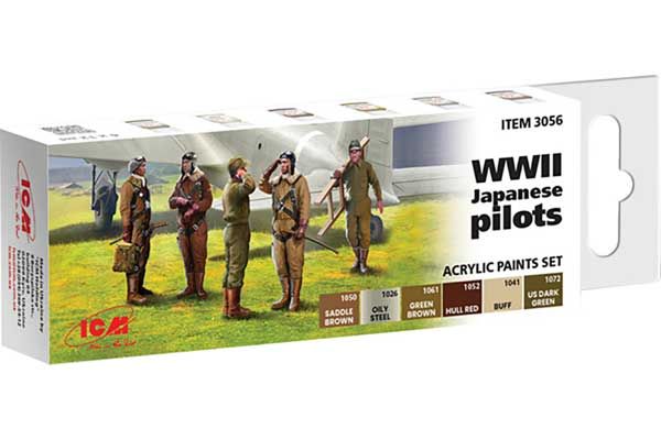 Набір акрилових фарб для японських пілотів 2СВ (ICM 3056) Набір акрилових фарб для японських пілотів 2СВ (ICM 3056)