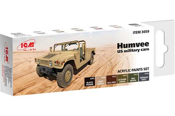 Набір акрилових фарб для військових автомобілів Humvee США (ICM 3059) Набір акрилових фарб для військових автомобілів Humvee США (ICM 3059)