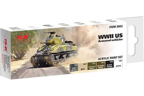 Набір акрилових фарб для бронетехніки США (ICM 3062) Набір акрилових фарб для бронетехніки США (ICM 3062)