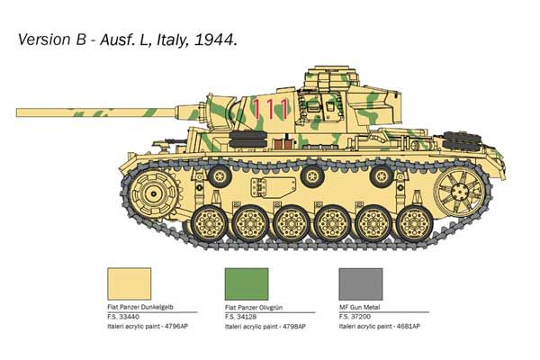 Pz. Kpfw. III Ausf. J/L/M/N (Italeri 25757) 1/56