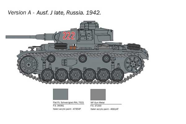 Pz. Kpfw. III Ausf. J/L/M/N (Italeri 25757) 1/56