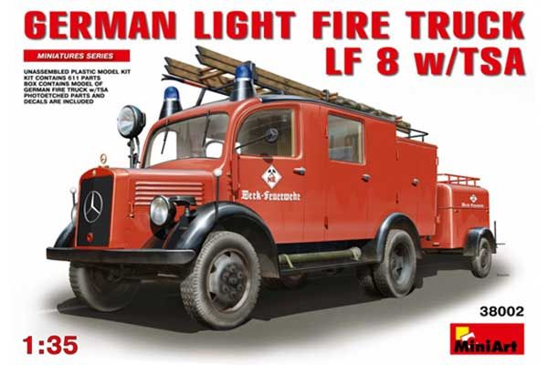 Немецкий пожарный автомобиль LF8 с прицепом и помпой (MiniArt 38002) 1/35