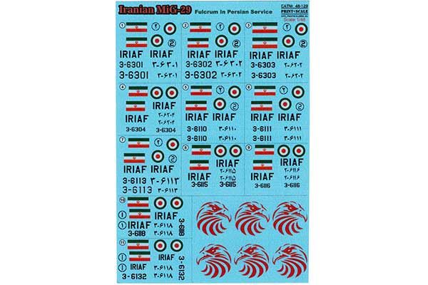 Декаль для літака МіГ-29 ВПС Ірану (Print Scales 48-129) 1/48 Декаль для літака МіГ-29 ВПС Ірану (Print Scales 48-129) 1/48