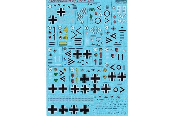 Декаль для літака Messerchmitt Bf.109 F Aces (Print Scales 72-254) 1/72 Декаль для літака Messerchmitt Bf.109 F Aces (Print Scales 72-254) 1/72