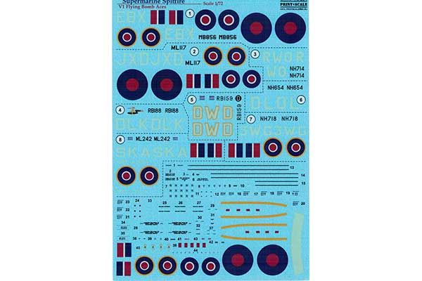 Декаль для літака Supermarine Spitfire V1 "Flying Bomb Aces" (Print Scales 72-284) 1/72 Декаль для літака Supermarine Spitfire V1 "Flying Bomb Aces" (Print Scales 72-284) 1/72