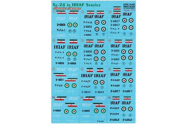 Декаль для літака Су-24 ВПС Ірану (Su-24 in IRIAF Service) (Print Scale 72-281) 1/72 Декаль для літака Су-24 ВПС Ірану (Su-24 in IRIAF Service) (Print Scale 72-281) 1/72