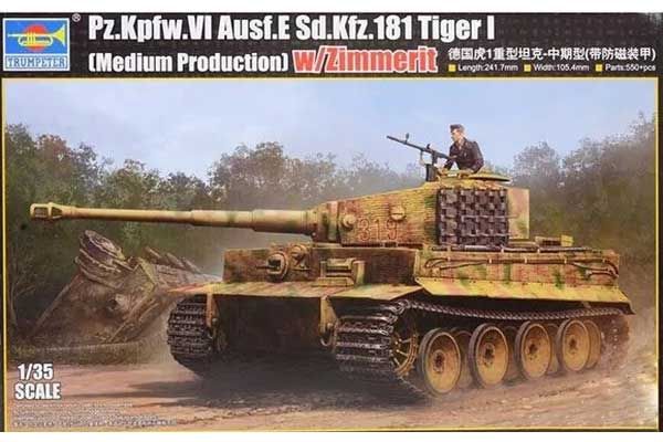 Pz.Kpfw.VI Ausf.E Sd.Kfz.181 Tiger I (среднего производства) с цеммеритом (TRUMPETER 09539) 1/35
