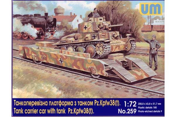 Танкоперевозящая платформа с танком Pz.Kpfw 38(t) (UNIMODELS 259) 1/72