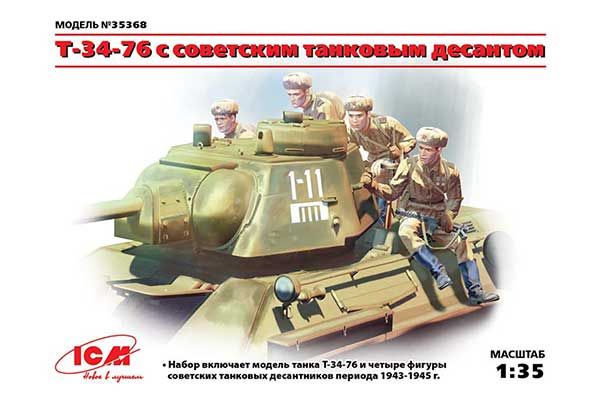 Т-34-76 з радянським танковим десантом (ICM 35368) 1/35
